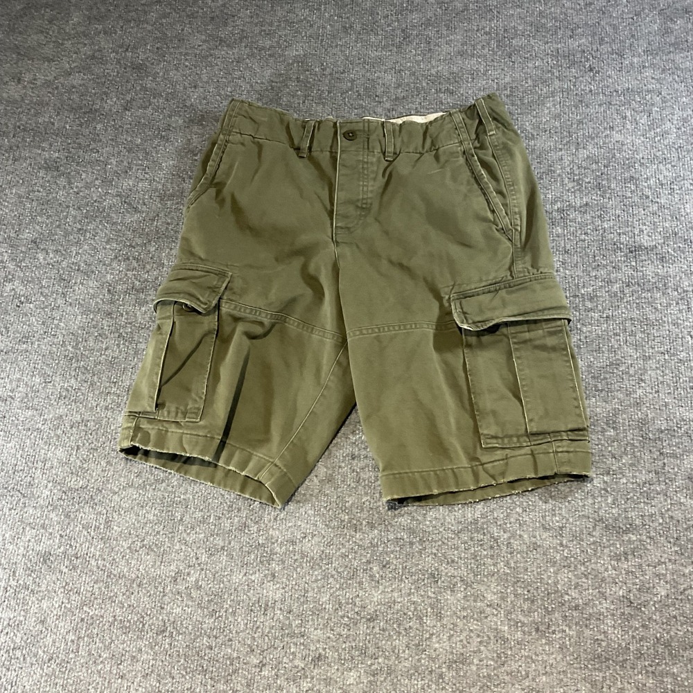 Abercrombie & Fitch Mens Olive Green Cargo Shorts Size 26 Cotton Twill Pocket